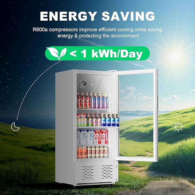 6.5 CUFT Commercial Beverage Refrigerator Glass Door Display Cooler Drink Beer Milk Fridge for Bar Restaurant Office-CasaMuseHome