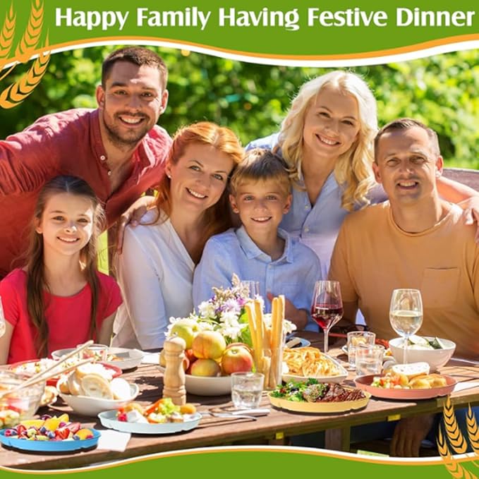 9" Unbreakable Divided Plates Set of 5, Wheat Straw Plate Reusable Dinnerware Portion Control Plate, Round Bariatric Plastic Plate for Kids Adults, BPA-free, Dishwasher Safe-CasaMuseHome