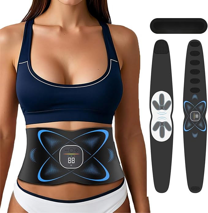 Ab Stimulator Muscle Toner, Abs Stimulator Abdominal Massage Belt with Heat for Belly Fat Burning & Cellulite Melting & Stomach Smooth Firming, Lower Back Massager for Women Men Pain Relief Gifts-CasaMuseHome