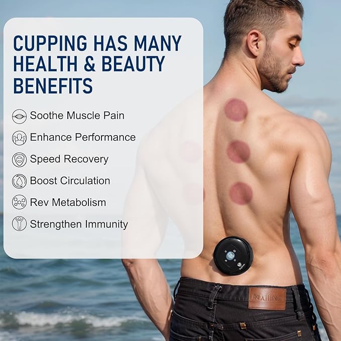 5-in-1 Smart Dynamic Cupping Set, 20 Levels Cupping Kit for Massage Therapy with Red Ligh-t Therapy&Heat Penetrates for Targeted Pain Relief, Knots, Aches, Muscle Soreness - 1Pcs(Black)-CasaMuseHome