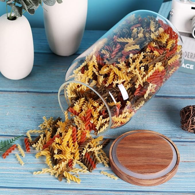 1 Gallon Glass Jar with Airtight Lid and Anti-Skid Bottom for Dry Food Storage-CasaMuseHome