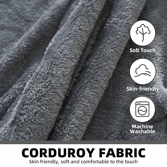 5FT，Big Bean Bag Chairs for Adults，Large beanbag with Filler Included，Memory Foam Material，Easy to Clean and Washable Corduroy Fabric，Suitable for Living Room and Bedroom (Dark Gray, 5 Foot)-CasaMuseHome