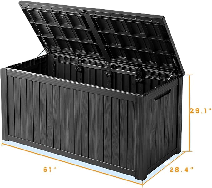 182 Gallon Deck Box Waterproof, UV Resistant Resin Outdoor Storage Box with Hydraulic Rod, Lockable Design and Enhanced Durability for Patio, Garden, and Poolside Use-CasaMuseHome