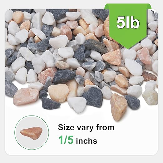 5 lbs Small Rocks for Plants, 1/5 Inch Pebbles for Indoor Plants, Natural Decorative Pea Gravel for Aquarium, Fish Tank, Terrarium, Succulents, Bamboo Plants, Vases, Cactus, Crafts-CasaMuseHome