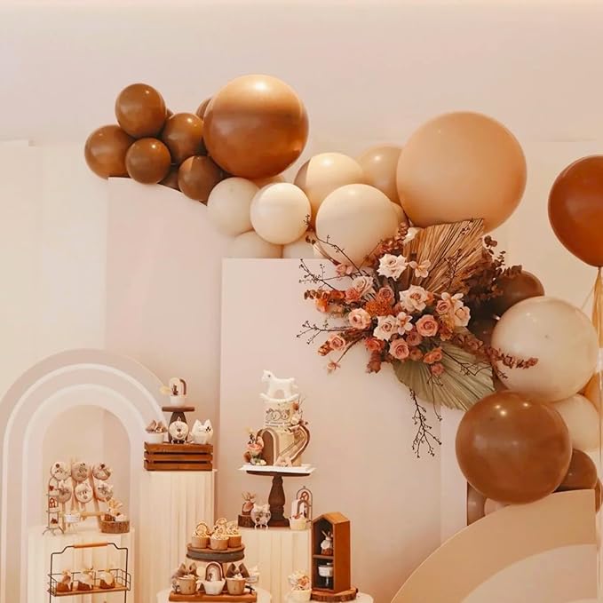 130pcs Coffee Brown Balloons Different Sizes 18" 12" 10" 5" Tan Latex Balloon Garland Arch Kit for Birthday Baby Shower Graduation Wedding Gender Reveal Anniversary Party Decorations-CasaMuseHome