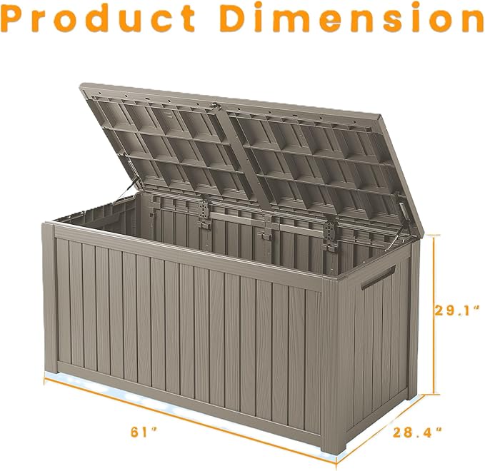 182 Gallon Deck Box Waterproof, UV Resistant Resin Outdoor Storage Box with Hydraulic Rod, Lockable Design and Enhanced Durability for Patio, Garden, and Poolside Use-CasaMuseHome
