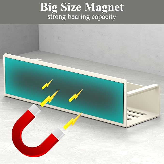 4 Pack Magnetic Spice Rack Organizer for Refrigerator and Oven, Cream White Fridge Organizers and Storage for Kitchen-CasaMuseHome