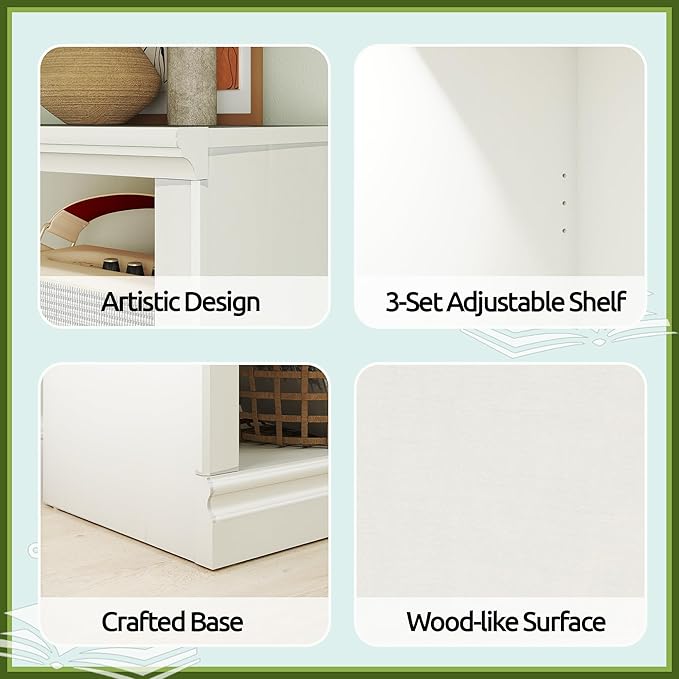 70-Inch Tall White Bookcase, 5 Tiers Shelves Open Storage Bookshelf, 33 in Wide Anti Tipping Indoor Furniture, Book Cases for Home Library Office Bedroom School-CasaMuseHome