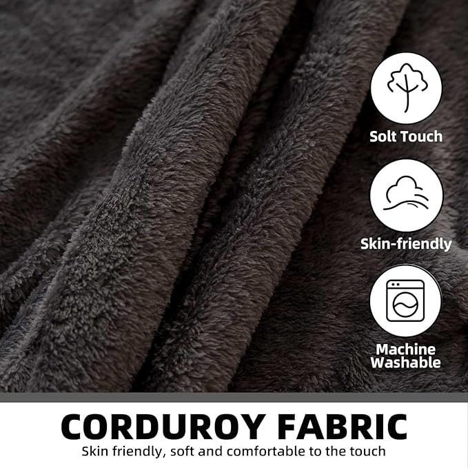 5FT，Big Bean Bag Chairs for Adults，Large beanbag with Filler Included，Memory Foam Material，Easy to Clean and Washable Corduroy Fabric，Suitable for Living Room and Bedroom (Black, 5 Foot)-CasaMuseHome