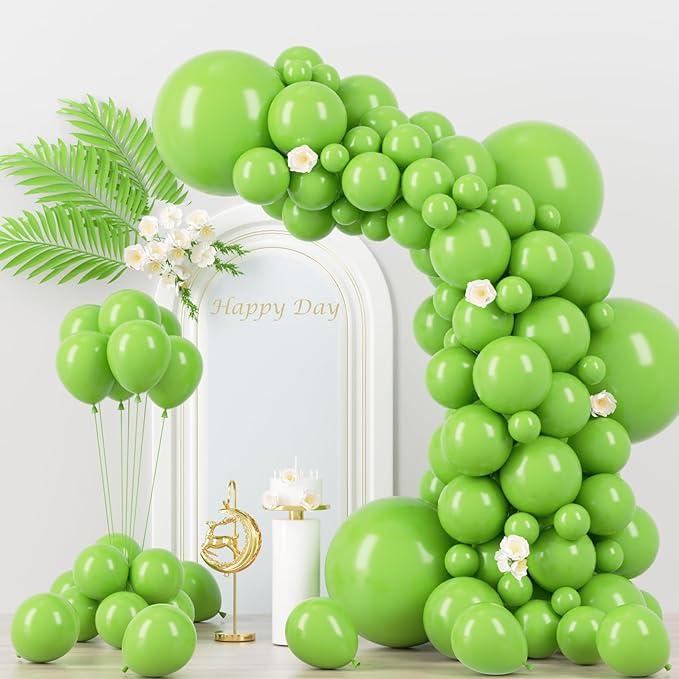 130pcs Lime Green Balloons Different Sizes 18" 12" 10" 5" Light Green Balloons for Birthday Dinosaur Baby Shower St. Patrick's Day Summer Jungle Forest Safari Party Decorations-CasaMuseHome