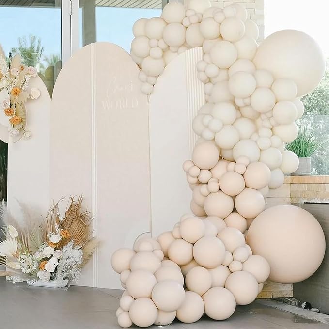 130pcs White Sand Balloons Different Sizes 18" 12" 10" 5" Off White Party Latex Balloons for Birthday Baby Shower Graduation Wedding Gender Reveal Anniversary Party Decorations-CasaMuseHome