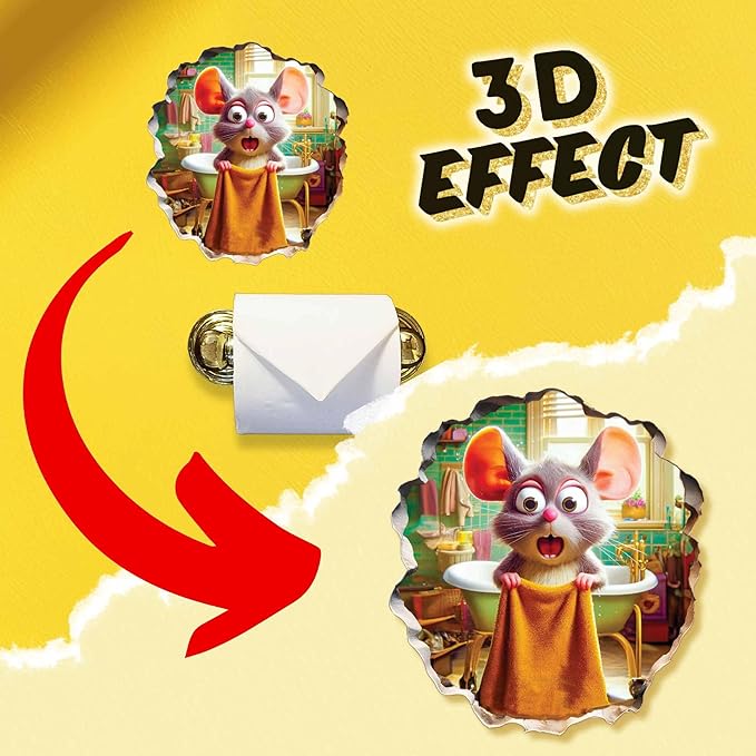 3D Mouse Sticker - Shower - Mousehole Wall Sticker Decal - Removable Bathroom Decor - Kids Room - Peel & Stick - Whimsical Home Decor - MICESTERPIECE-CasaMuseHome