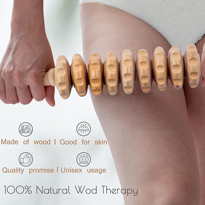 2pcs Wooden Massage Roller Wood Therapy Massage Tools Body Shaping，Anti Cellulite Wood Roller Masssager，Manuel Wooden Fascia Massage Roller，Wood Body Sculpting Tools，Wood Body Massage Roller-CasaMuseHome