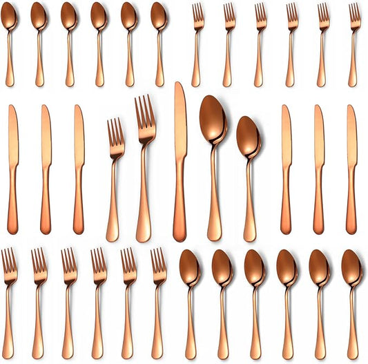 30 Pcs Rose Gold Silverware Set for 6, Food Grade Stainless Steel Flatware Set, Eating Utensils Sets Include Fork/Knife/Spoon,Home Kitchen Tableware Set, Reusable Cutlery Set, Dishwasher Safe-CasaMuseHome
