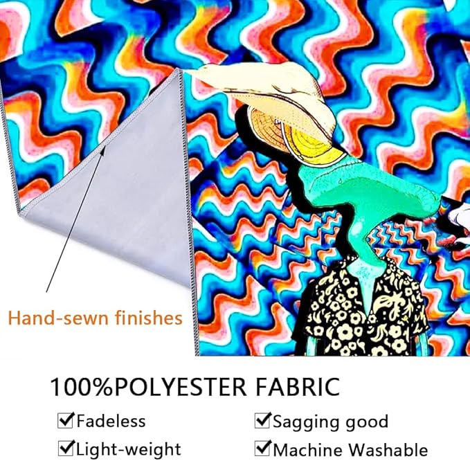 ADDWel Blacklight Frog Tapestry, Hippie Alien Tapestry Glow In The Dark, UV Reactive Black Light Upright Posters Wall Hanging for Bedroom Dorm Living Room Backdrop Decor-CasaMuseHome