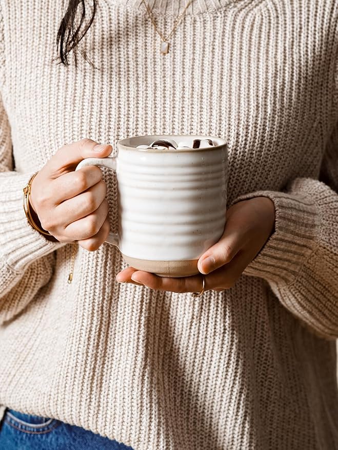 LE TAUCI Coffee Mugs 15 oz,Ceramic Mug Set, Coffee Cups for Latte, Hot Tea, Cappuccino, Mocha, Cocoa, Dishwasher Safe, Suit For Housewarming Wedding- 3.5 inch, Set of 4, Arctic White-CasaMuseHome