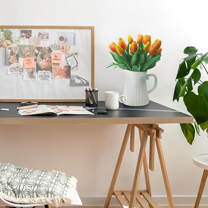 15pcs Artificial Tulips Flowers, Fake Tulips Real Touch, Faux Latex Bouquets, for Party Wedding Home Room Decoration (Orange)-CasaMuseHome