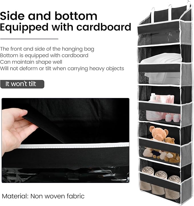 Over the Door Organizer with 5 Large Pockets and 10 Side Mesh Pockets Visible Closet Hanging Organizer Large Capacity Behind Door Storage Organizer for Home Office Bathroom Bedroom-CasaMuseHome