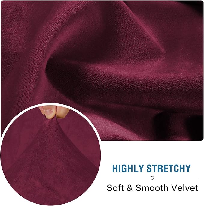 H.VERSAILTEX Velvet Stretch Couch Cushion Cover Plush Cushion Slipcover for Chair Cushion Furniture Protector Seat Cushion Sofa Cover (1 Piece Armchair Cushion Covers, Burgundy)-CasaMuseHome
