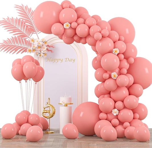 130pcs Retro Pink Balloons Different Sizes 18" 12" 10" 5" Blush Pink Latex Balloon Garland Arch Kit for Birthday Baby Shower Valentine's Day Wedding Anniversary Party Decorations-CasaMuseHome