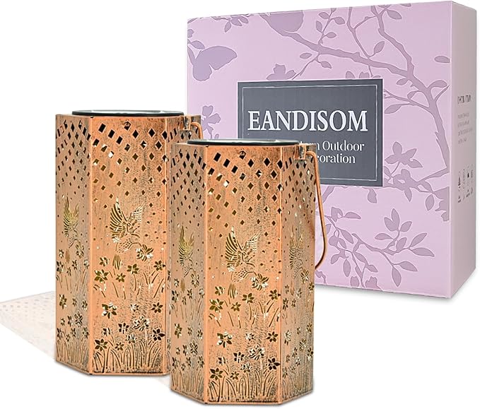 2 Pack Hummingbird Solar Lanterns Outdoor Waterproof - Birthday Gifts for Women, Men, Mom, Solar Lights Outdoor Hanging Garden Decor for Outside, Patio, Outdoor, Yard, Lawn, Balcony-CasaMuseHome