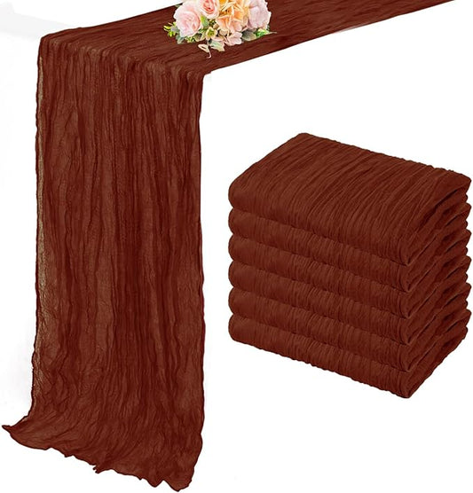 6 Pack Terracotta Cheesecloth Table Runner 10FT Boho Rustic Cheese Cloth Table Runner for Wedding 20 x 120 Inch Long Bridal Shower Baby Shower Gauze Fabric Sheer Birthday Party Table Decorations-CasaMuseHome