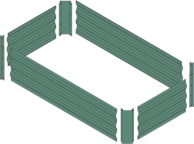 4x2x1ft Metal Raised Garden Bed Kit，Galvanized Garden Bed Box for Vegetables, Flowers, Herbs, and Succulents,60 Gallon Capacity - Green-CasaMuseHome
