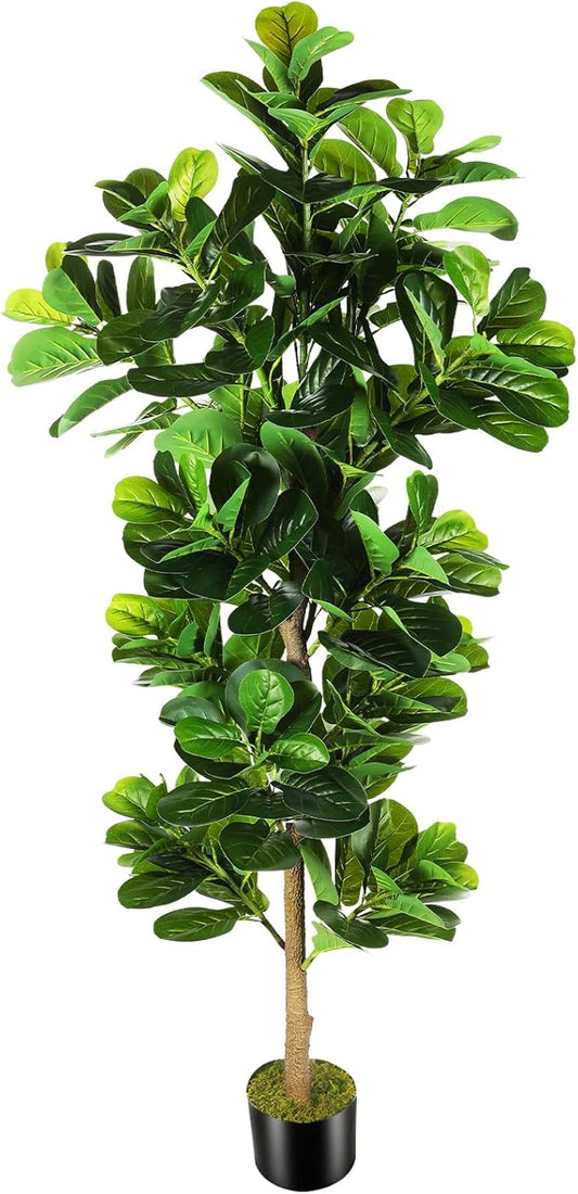 7.3ft Artificial Fiddle Leaf Fig Tree (87in) with Plastic Nursery Pot Faux Tree, Ficus Lyrata Fake Plant for Office House Farmhouse Living Room Home Decor (Indoor/Outdoor)-CasaMuseHome