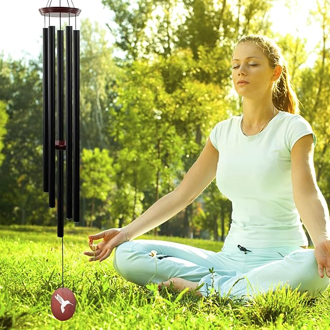 60" Wind Chimes Outdoor, WindChimes Large Wind Chimes for Outside Deep Tone with 5 Tuned Tubes and S Hook, Wind Chime Outdoor Decoration for Patio, Garden, Yard (Hummingbird)-CasaMuseHome