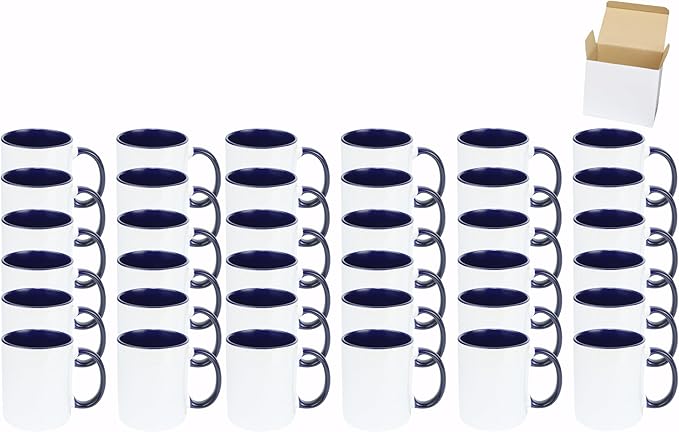 11oz White Ceramic Sublimation Coffee Mug in White Gift Box, Cobalt Blue, Case of 36-CasaMuseHome