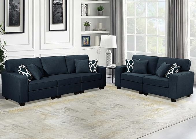 L Lengend Vansen Modular Sectional Sofa U Shaped Couch with Ottoman Modern Reversible Corner Sectional Couch for Living Room (Charcoal, 2+3)-CasaMuseHome