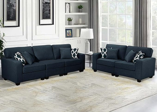 L Lengend Vansen Modular Sectional Sofa U Shaped Couch with Ottoman Modern Reversible Corner Sectional Couch for Living Room (Charcoal, 2+3)-CasaMuseHome
