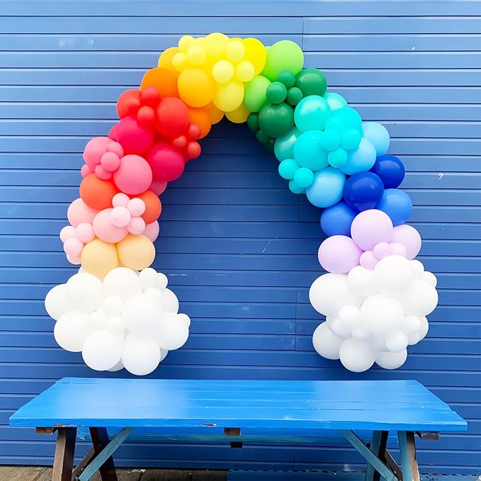 134pcs Rainbow Balloon Arch Kit Different Sizes 18" 12" 10" 5" Assorted Color Latex Balloon Garland Arch Kit for Birthday Baby Shower Graduation Wedding Gender Reveal Party Decorations-CasaMuseHome