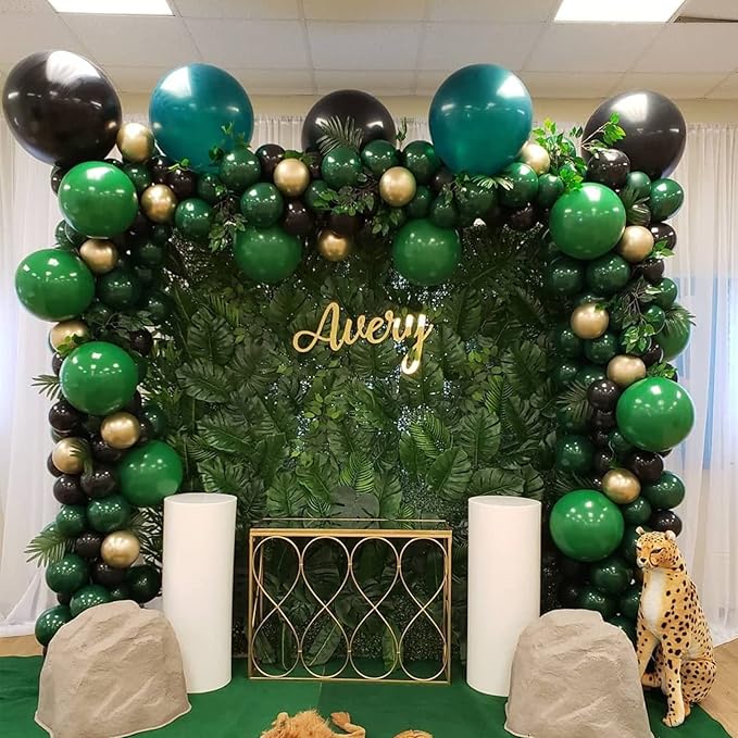 130pcs Dark Green Balloons Different Sizes 18" 12" 10" 5" Hunter Green Balloons for Birthday Dinosaur Baby Shower St. Patrick's Day Summer Jungle Forest Safari Party Decorations-CasaMuseHome