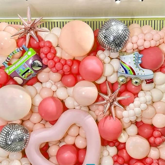 130pcs Retro Hot Pink Balloons Different Sizes 18" 12" 10" 5" Blush Hot Pink Latex Balloon Garland Arch Kit for Birthday Baby Shower Valentine's Day Wedding Gender Reveal Party Decorations-CasaMuseHome