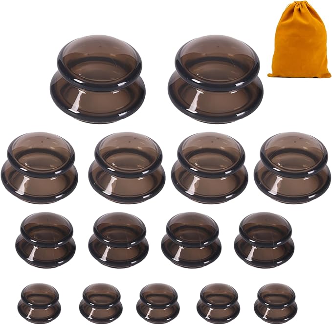15Pcs Cupping Therapy Set-Professional Silicone Cupping, Suitable for Facial Body Massage/Deep Myofascial Release/Pain Relief/Muscle Relaxation & More (Black,15pcs)-CasaMuseHome