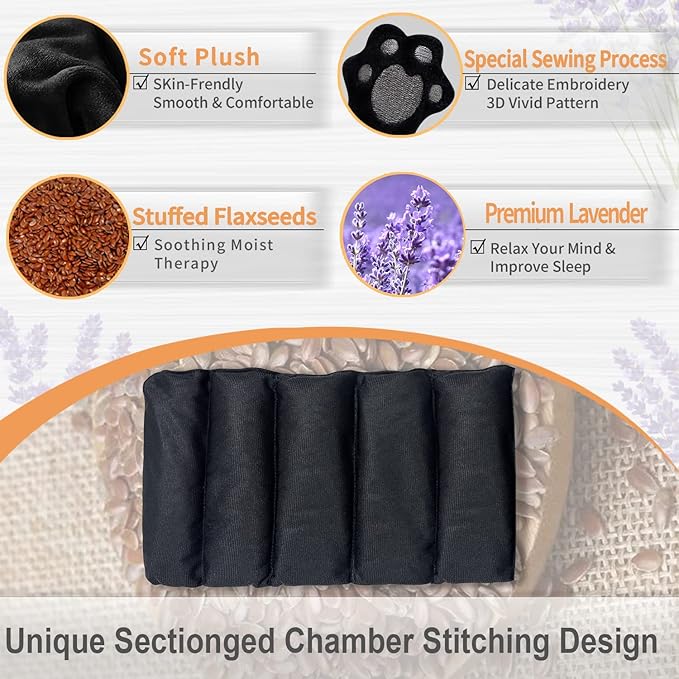 2PCS Microwave Heating Pads for Cramps Pain Relief, 17 * 9" Moist Microwavable Period Menstrual Heat Packs for Cramps, Back, Neck, Shoulder, Abdomen, Black Cat-CasaMuseHome