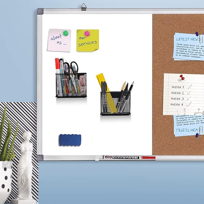 4.5'' × 2.2'' × 3.5'' Magnetic Basket for Whiteboard Black Magnetic Basket for Fridge Magnetic Organizer Holder with 4 Strong Magnets Magnetic Holder for Refrigerator Locker, Set of 2-CasaMuseHome