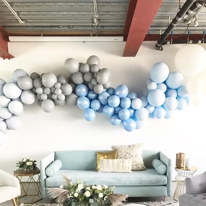 130pcs Gray Balloons Different Sizes 18" 12" 10" 5" Pastel Gray Balloons for Boys Girls Birthday Baby Shower Gender Reveal Wedding Decorations-CasaMuseHome