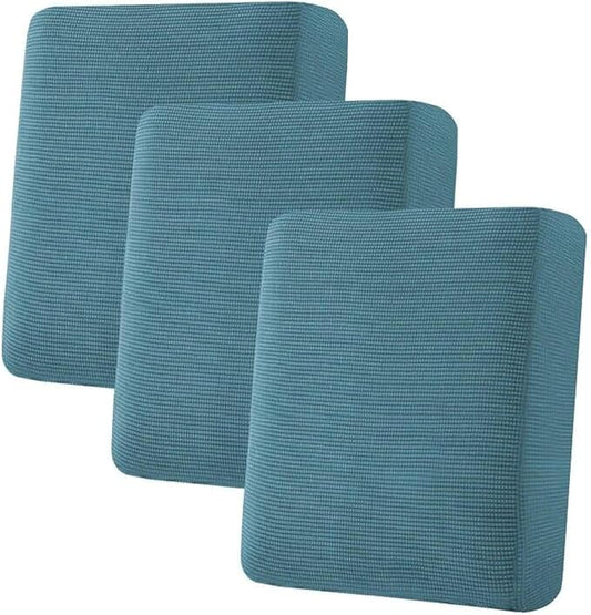 H.VERSAILTEX Super Stretch Individual Seat Sofa Covers Couch Slipcover Sets Thick Jacquard Textured Twill Fabric (3 Piece Sofa Cushion Covers, Storm Blue)-CasaMuseHome