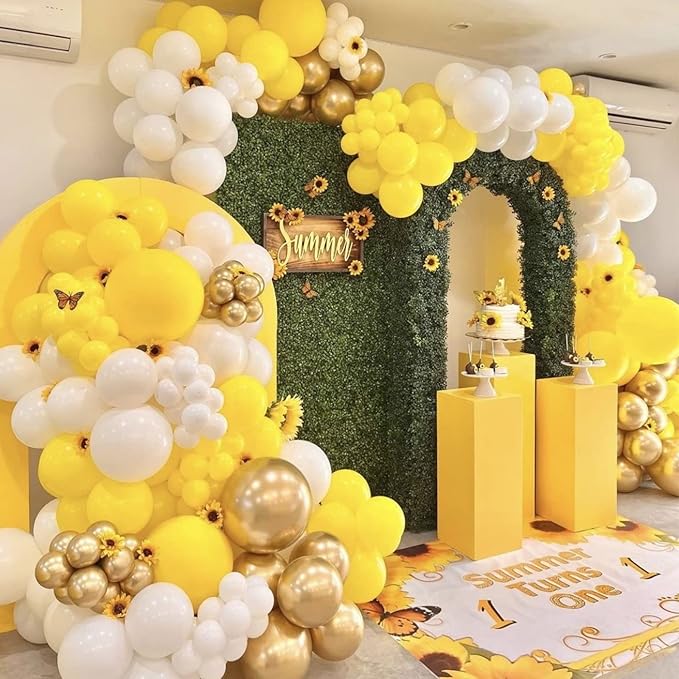 130pcs Yellow Balloons Different Sizes 18" 12" 10" 5" Party Latex Balloons for Boys Girls Birthday Baby Shower Gender Reveal Wedding Sunflower Party Decorations-CasaMuseHome