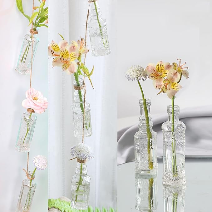 24 pcs Small Mini Clear Vintage Glass Bottles with Corks, Small Bud Vases, Decorative, Potion Bottles, 1.6oz for Party Wedding DIY Decoration/ Sand Art Bottles/Spell Jars/Message In a Bottle Kit-CasaMuseHome