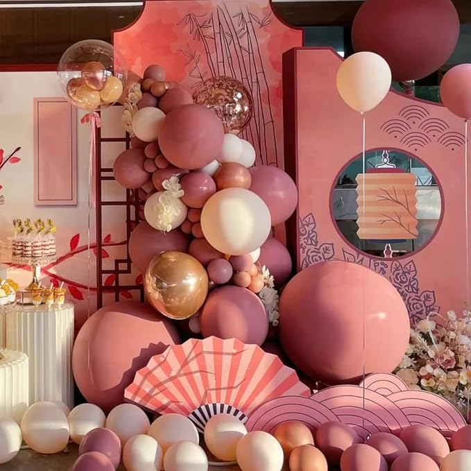 130pcs Retro Pink Balloons Different Sizes 18" 12" 10" 5" Blush Pink Latex Balloon Garland Arch Kit for Birthday Baby Shower Valentine's Day Wedding Anniversary Party Decorations-CasaMuseHome