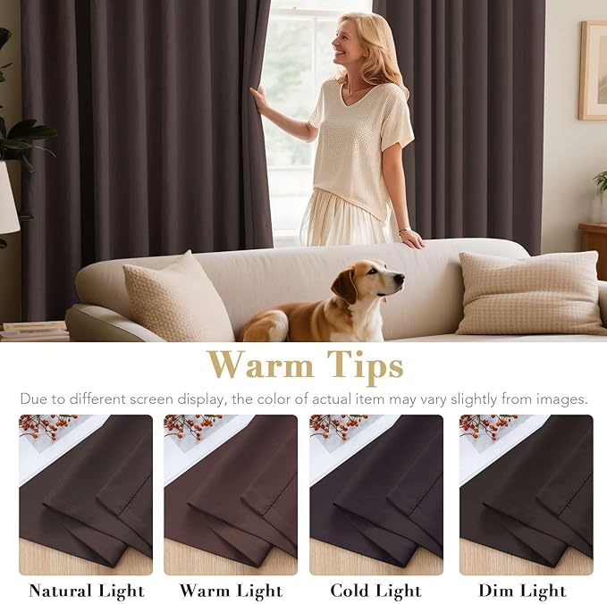 H.VERSAILTEX Thermal Insulated Blackout Curtains - Antique Copper Grommet Top Window Drapes - Chocolate Brown - 52" W x 72" L - (Set of 2 Panels)-CasaMuseHome