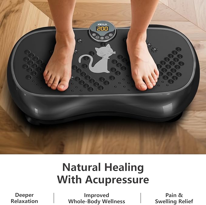 KRYLIX Vibration Plate Machine Exercise Platform for Whole Body Vibration Workout Weight Loss Lymphatic Drainage Fitness Platform Exercise Machine Vibrating Platform for Women Men