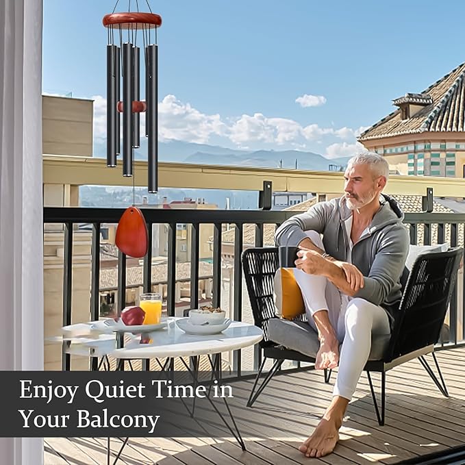 28" Wind Chimes for Mothers Day, Decorative Wind Chimes for Outside, Memorial Windchimes Remembrance Gift for Women Mom Grandma, Metal Wind Chime Outdoor Decor for Garden Patio Zen(Black 2Pack)-CasaMuseHome