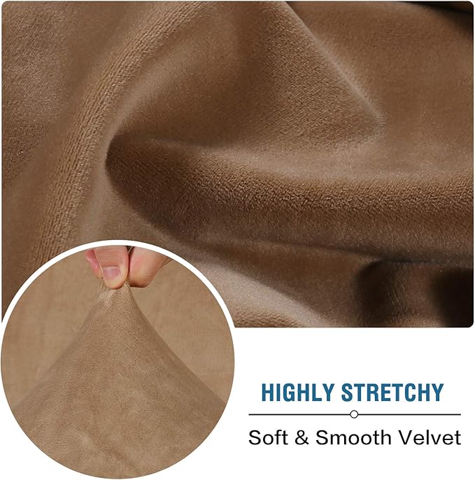 H.VERSAILTEX Velvet Stretch Couch Cushion Cover Plush Cushion Slipcover for Chair Cushion Furniture Protector Seat Cushion Sofa Cover (1 Piece Armchair Cushion Covers, Camel)-CasaMuseHome