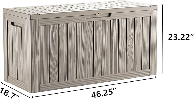 80 Gallon Double-Wall Resin Deck Box - Lockable Waterproof Outdoor Storage Box, 515lbs Capacity & Doubles as Seating for Patio Furniture - Garden Tools, Pool Accessories (Brown)-CasaMuseHome