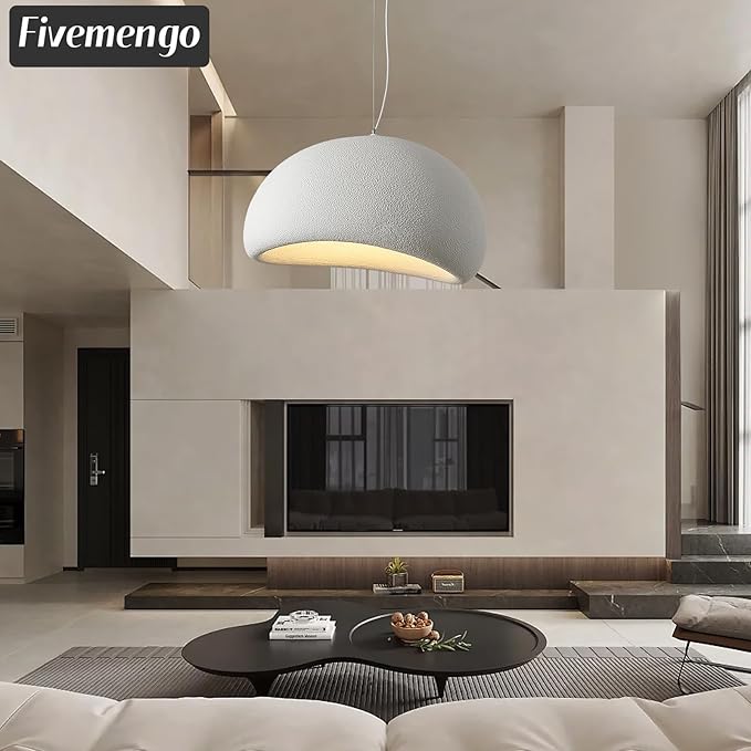 23.6in Large Wabi Sabi Pendant Lights Kitchen Island Lighting Fixture Ceiling Mount White Modern Japanese Lamp Japandi Chandelier for Dining Living Room Bedroom Restaurant Hanging Lamp-CasaMuseHome