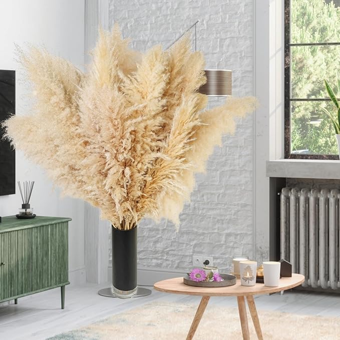 10 PCS 40" Tall Pampas Grass Stems in Natural Beige, Add a Boho Touch to Your Space—Pompas Grass Ideal for Floral Arrangements, Floor Vases, Weddings, and Creating a Bohemian Ambiance at Home.-CasaMuseHome